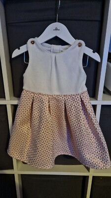 Baby Mädchen Ted Baker Baby Baker rosa und weiß Partykleid Alter 9-12 Monate