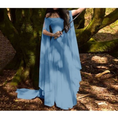 Medieval Renaissance Women's Flare Sleeve Fantasy Fairy Dress Halloween  Costume | eBay
