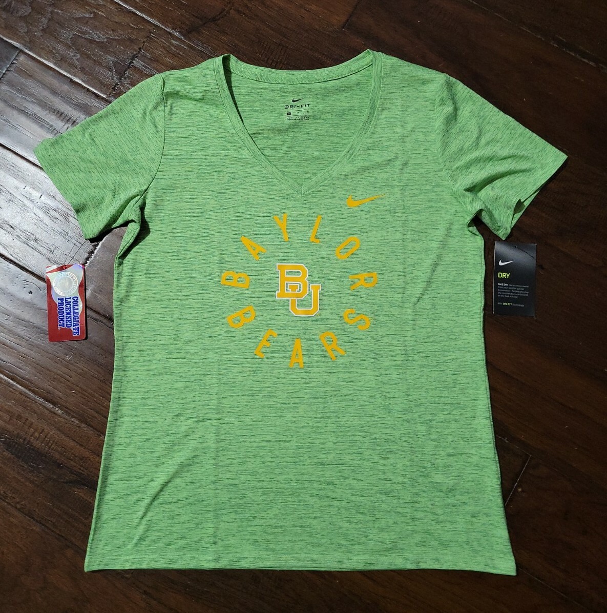 NIKE WOMENS UNIVERSITY OF BAYLOR BEARS DRI-FIT SHIRT Size Medium Green NWT