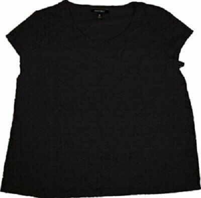 Ellen Tracy Women's Lace Detail Overlay Short Sleeve Top, E.black, M New with box/tags