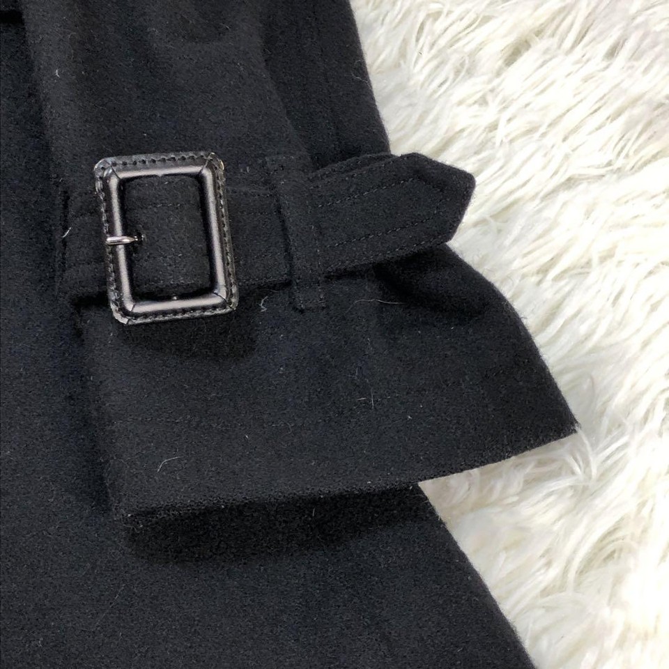 Burberry Black Label Trench Coat Nova Check Pattern Black Wool Size M