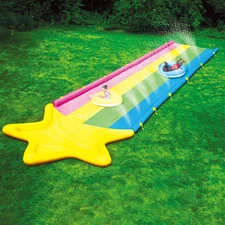 WOW Sports 40' x 8' Rainbow Star Super Slide with 2 Inflatable Sleds