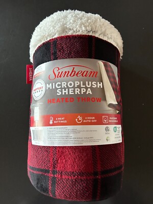BRAND NEW Sunbeam Microplush Sherpa Heated Throw TESTED 4 heat setting