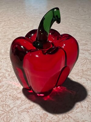 Mini Glass Hot Chili Figurine Crystal Fruit&Vegetable 1.8 x 1.8 x 2.6 in