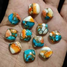  WHOLESALE SPINY OYSTER COPPER TURQUOISE CABOCHON CUSHION SHAPE LOOSE GEMSTONE