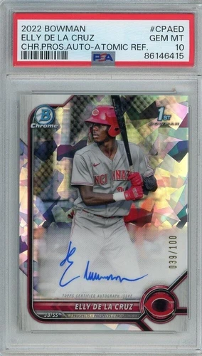 Elly De La Cruz 2022 Bowman #CPAED Chrome Prospect Auto Atomic Ref /100 PSA 10