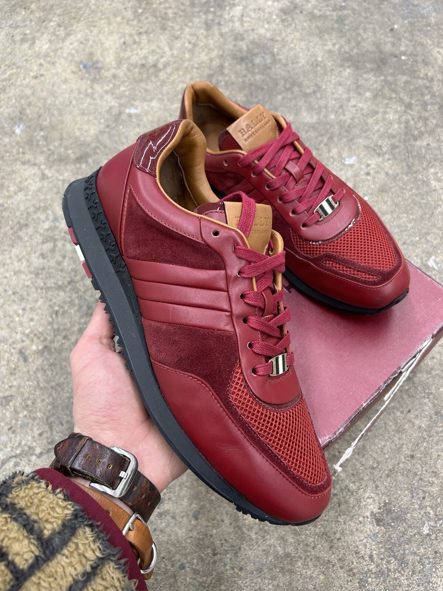 BALLY Ascar Red Calf Skin Leather & Suede Sneaker US 10 / EU 