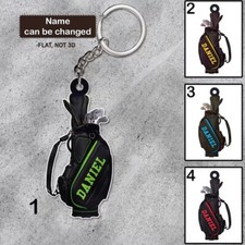 NEW  Golf Bag 2D Keychain, Golf Lover Gift, Custom Golf Flat Keychain