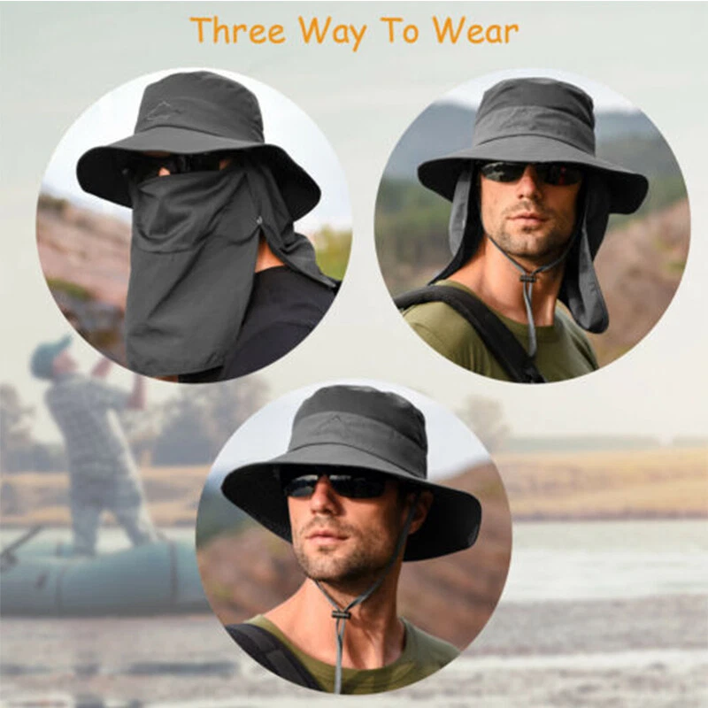 Sombrero de pesca al aire libre sombreros de protección solar UPF50+ Boonie sombrero para el sol con solapa para el cuello Foto 4 de 4