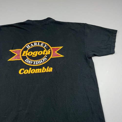 VTG Harley-Davidson T-Shirt Mens XL Black Bogota Colombia We Live Dangerously