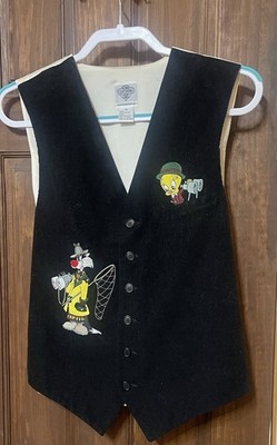 VTG Looney Tunes Tweety And Sylvester Bird Watcher Vest Acme Clothing Co. Small