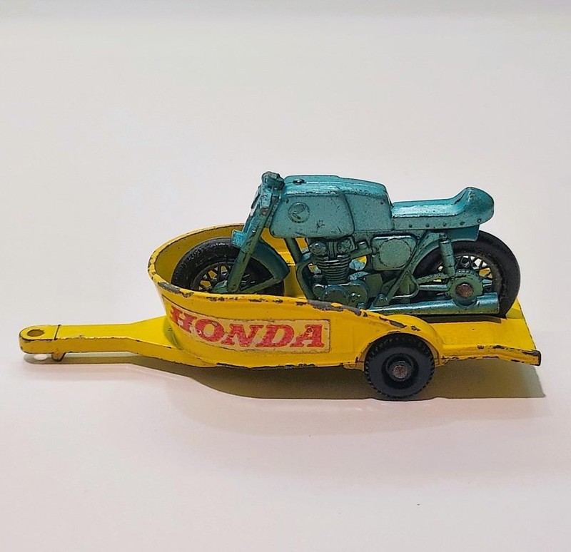 1967 Matchbox No. 38 Honda Motorcycle & Trailer - Made in England, Free Shipping