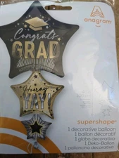 Anagram 3 Ballons Foil Balloon  42 Inch Tall Congrats Grad Hoory YAY!