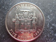 1993 Jamaica Five $5 Dollar 100th Norman W. Manley