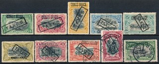 BELGIAN CONGO 1908 POSTAGE DUE STAMPS LOT OF 10 DIFF. VAL MINT & USED R! N63