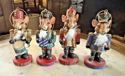 Four Different 4'' Christmas Mouse Nutcracker Ornaments