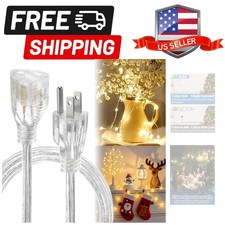 3 Prong Clear Cord - 6 FT Male to Female Invisible Indoor Power Cable, -Certi...