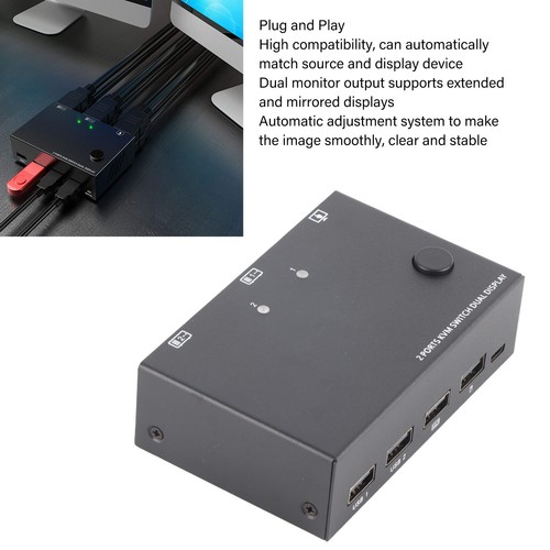 2 Port Dual Monitor KVM Switch with 4K HD Multimedia Interface Support - Picture 3 of 19
