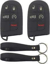 2Pcs Black Rubber Silicon 5 Buttons Smart Key Fob Cover Cas Color: 2pcs Black
