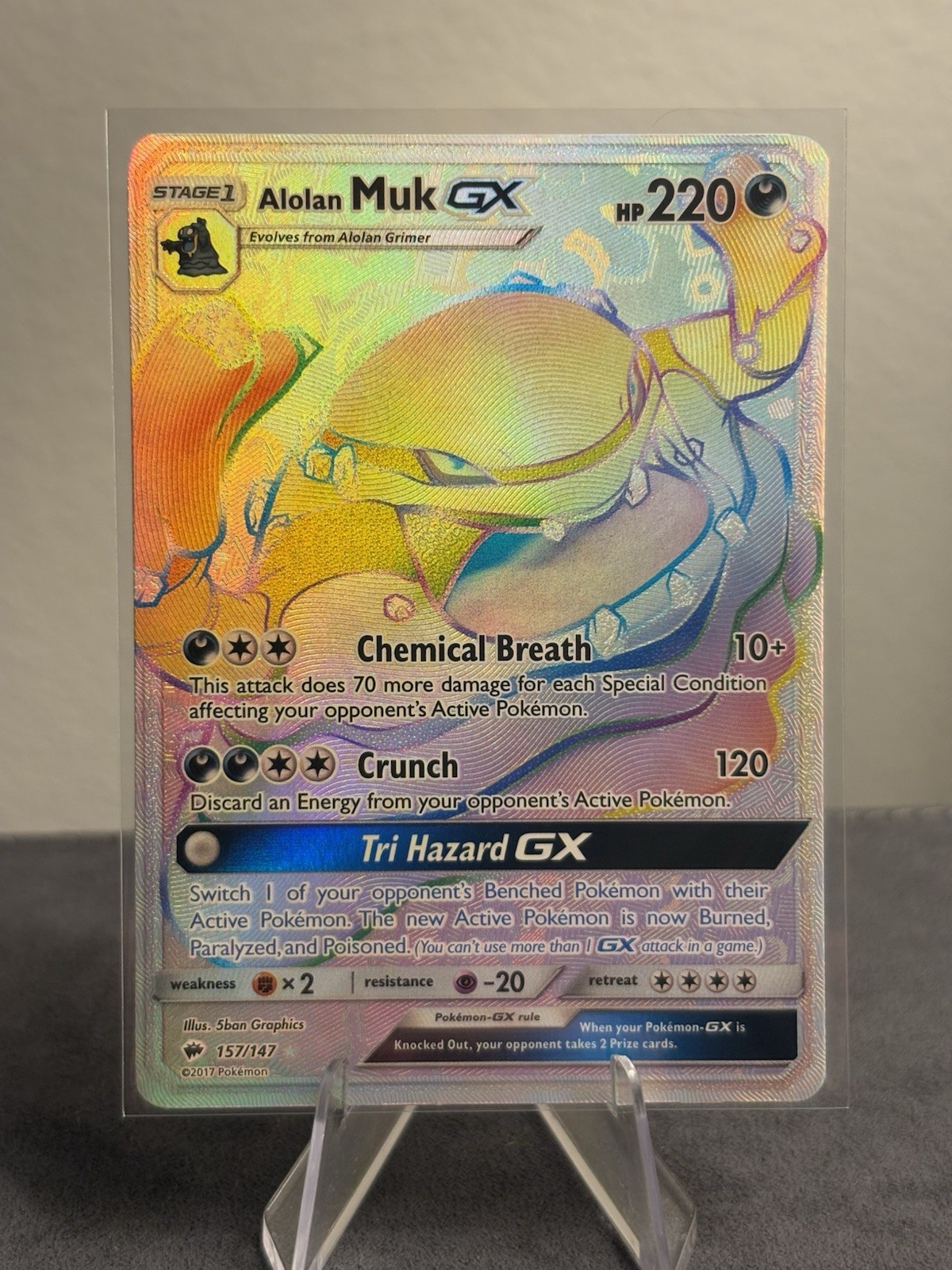 Pokémon Alolan Muk GX 157/147 SM Burning Shadows Holo Rainbow Secret Rare NM
