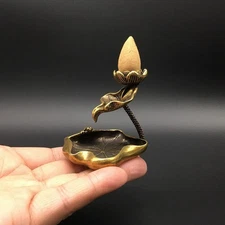 OwMell Lotus Backflow Incense Holder, Vintage Brass Lotus Waterfall Incense Burn