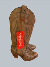 Miss Capezio Vintage Women's Embroidered Leather Stacked Heel Boot Size 5
