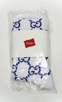Imran Potato DOPE SOCKS - GG Monogram Crew Socks - White Purple - One Size
