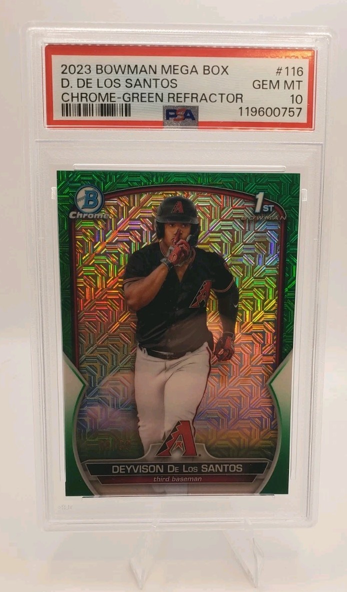 Deyvison De Los Santos 2023 Bowman Prospects 1st Green Mojo /99 Psa 10 Marlins