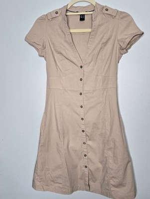 Mango Basics Tan Khaki Short Sleeve Safari Dress S