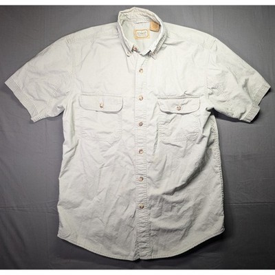 CE Schmidt Workwear Mens Short Sleeve Button Down Shirt Khaki Cotton Medium