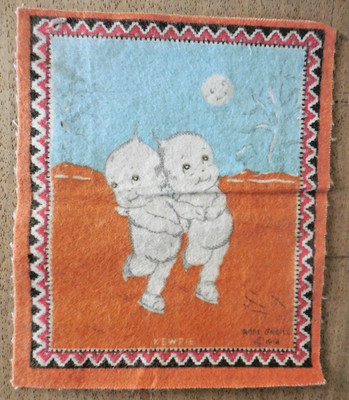 Rose O'Neill Kewpie 1914 Tobacco Felt Kewpies Ice Skating