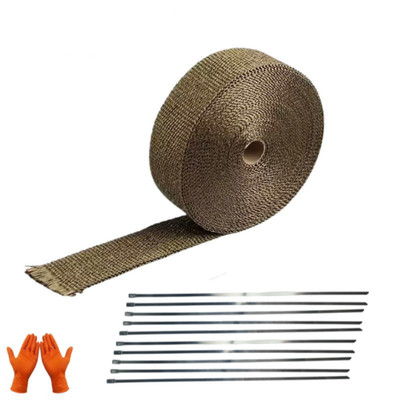 2'' x50ft Roll Titanium Header Turbo Pipe Manifold Exhaust Heat Wrap Tape 10 Ties