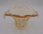 Vintage Murano Style Bowl Amber Free Form Handblown Art Glass Vase