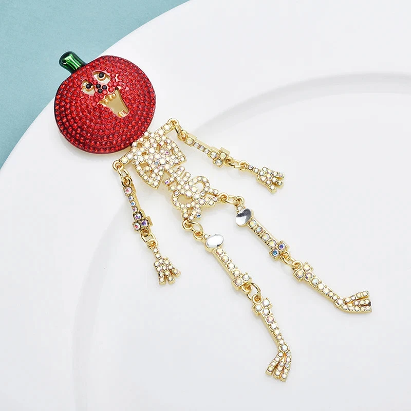 Broche Esqueleto Calabaza Halloween - Disfraz Halloween Cristales Prendedor Joyería Regalo Foto 4 de 4