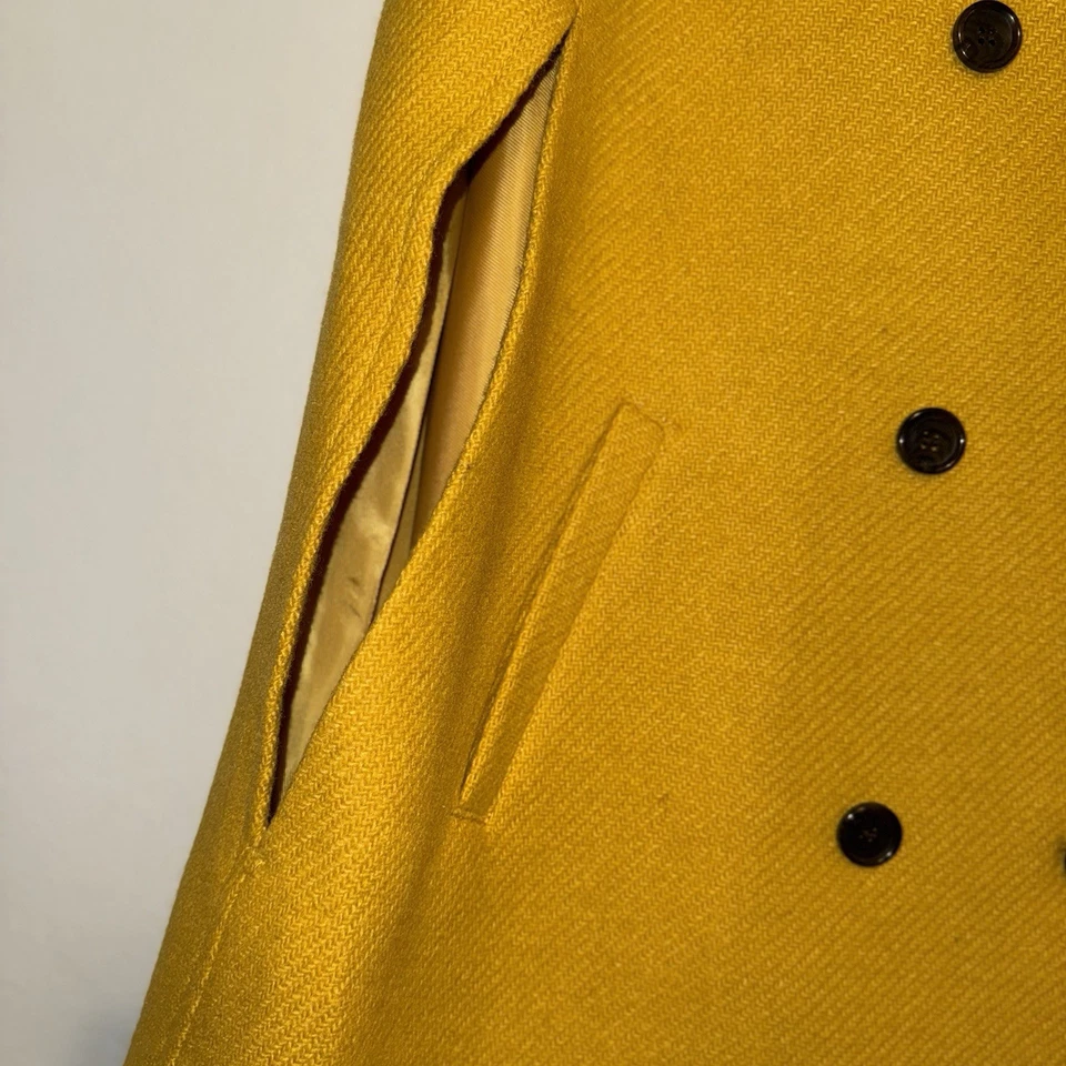 Talbots Womens Yellow Wool Blend Lined Double Breasted Cape Size S/M - Image 4 of 4