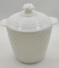 Vintage Anchor Hocking Hobnail Milk Glass Ice Bucket Lidded Canister Cookie Jar