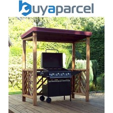 Image of Charles Taylor Wooden Dorchester Garden BBQ Arbour Shelter Red Roof Cover