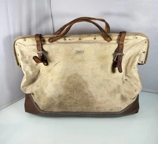 Vintage Antique 1900’s Bell Systems Lineman Canvas Leather Tool Bag Satchel Tote