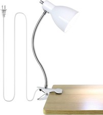 Desk lamp Eye-Caring Table Lamps, 360 Rotation Gooseneck Clip on Lamp White