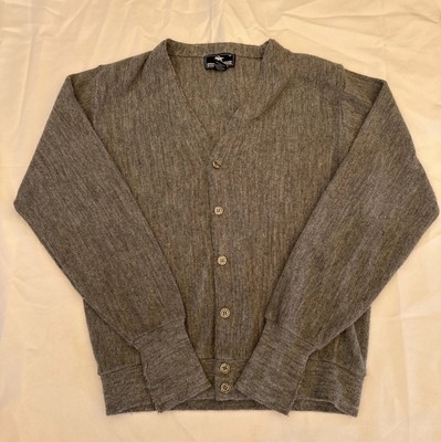 VTG Steeplechase Cardigan Sweater Men's Medium Gray Button Front Grandpa Cottage