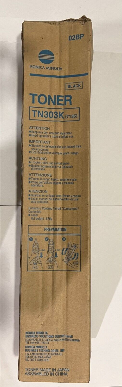 Toner Konica Minolta TN303K noir d'origine pour imprimante laser de bureau