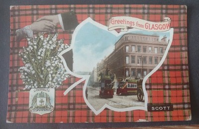 Gruß Postkarte aus Glasgow, Sauchiehall Street, Tartan Scott