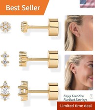 Stylish Mini Gold Plated Stud Earrings with Cubic Zirconia - Perfect Gift Pack