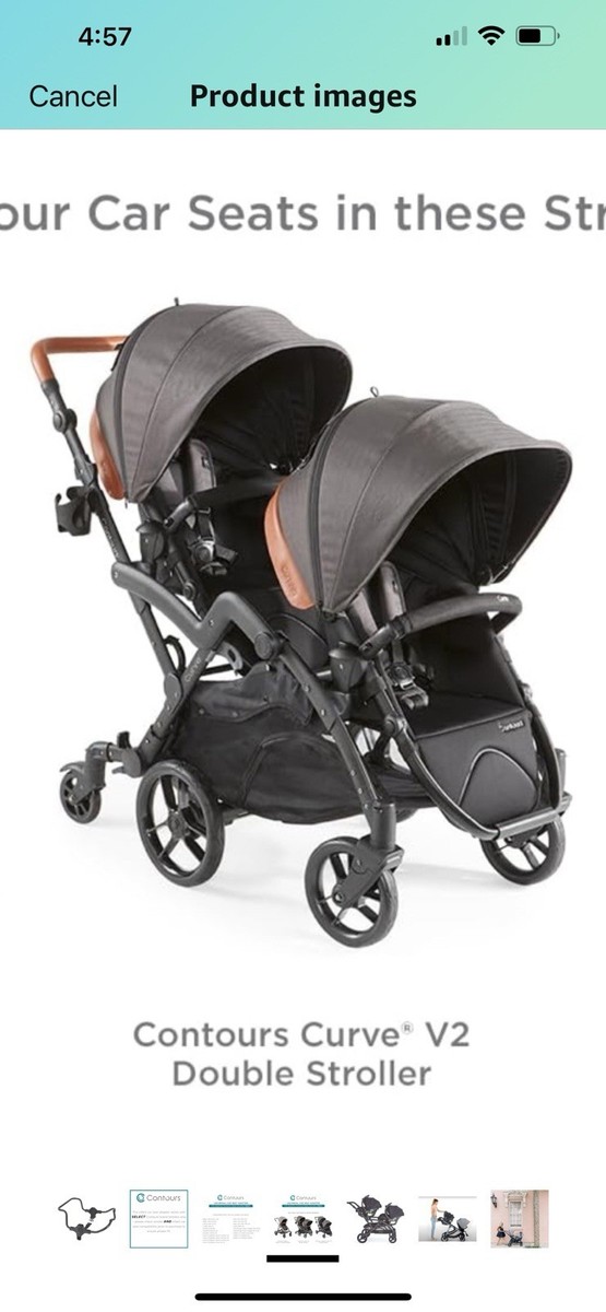 Contours Curve V2 Convertible Tandem Double Stroller-Leather trim