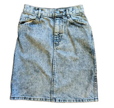 Jordache VTG 80s Retro Casual Acid Wash Denim High Waist Mini Skirt Junior Sz 10