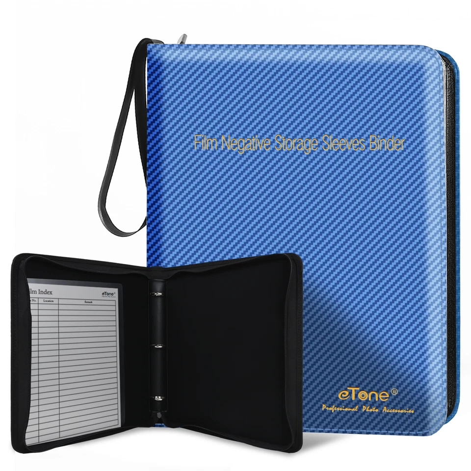 135 35mm 120 4x5 8x10 Filme Página Negativa Álbum Azul Caixa Fichário de Armazenamento Sem Ácido - Imagem 2 de 4
