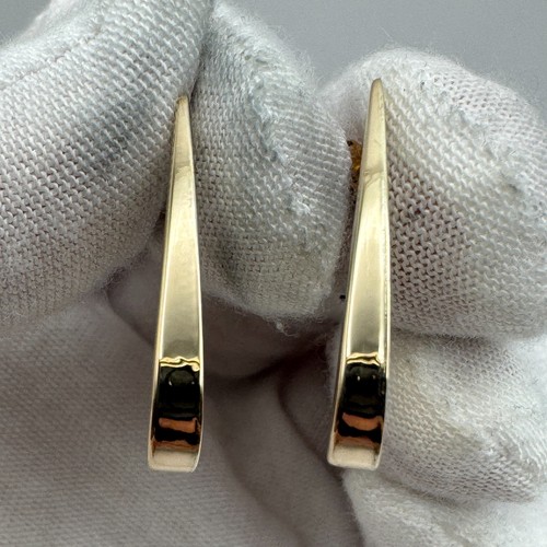 Pendientes de aro parciales sólidos 14k / 1,42 gramos / 11,16 mm de ancho / 23,93 mm de alto - Imagen 2 de 12