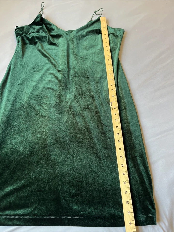 Vtg B. Smart Women’s Dark Green Velvet Dress Sz XXL Spaghetti Straps Midi - Image 3 of 4