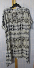 Paula Deen Beige/Black Splotch 100% Polyester Raglan Sleeve Dress Women's Size M