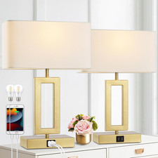 Gernehop Gold Table Lamps Set Of 2 Dual Usb Ports3-Way Dimmable Touch Control
